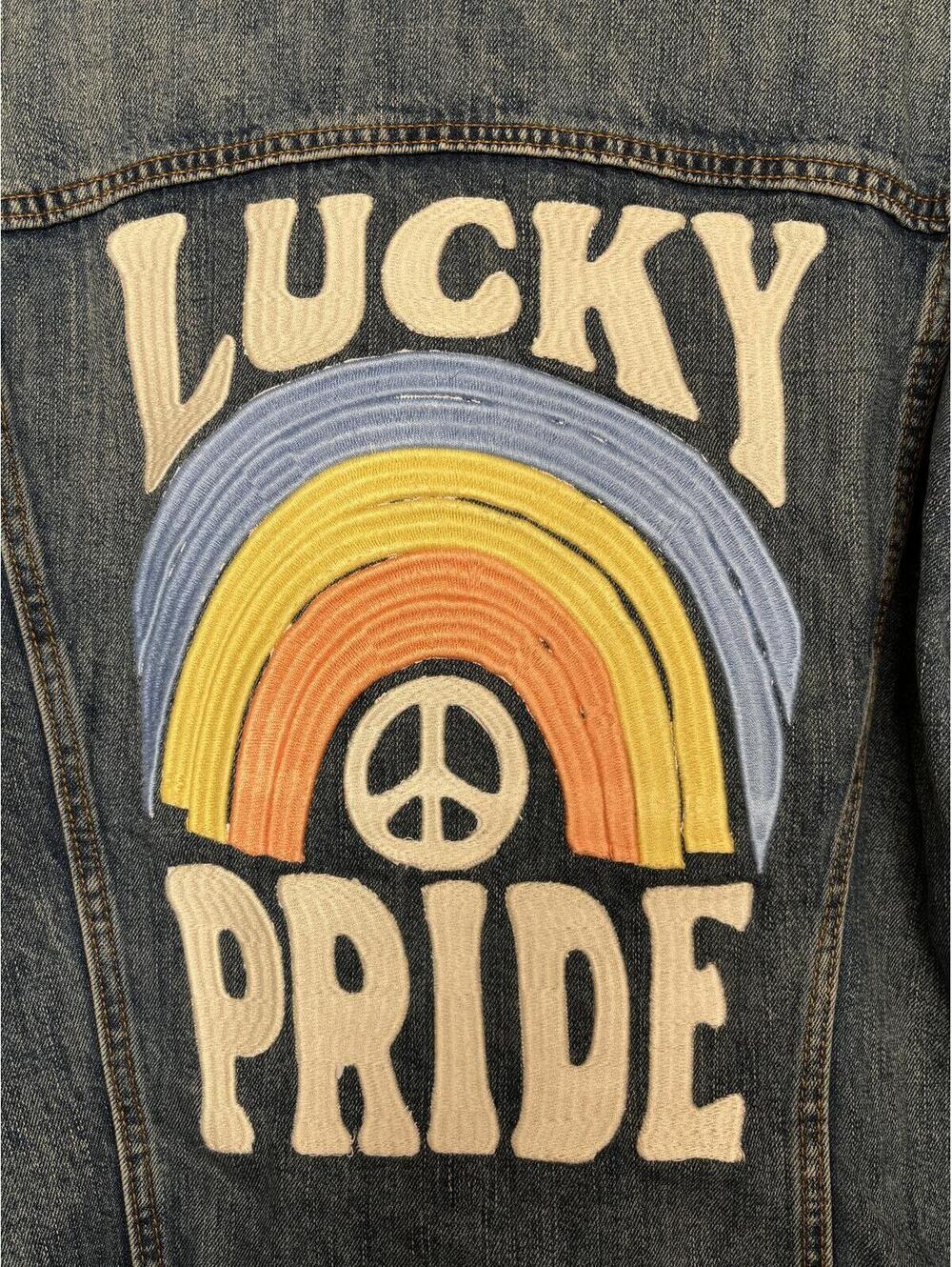 Lucky Brand Denim Jacket with Rainbow 'Lucky Pride' Patch - Picture 4 of 6